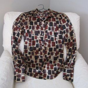 Retro-vibe Benetton half-button silky blouse